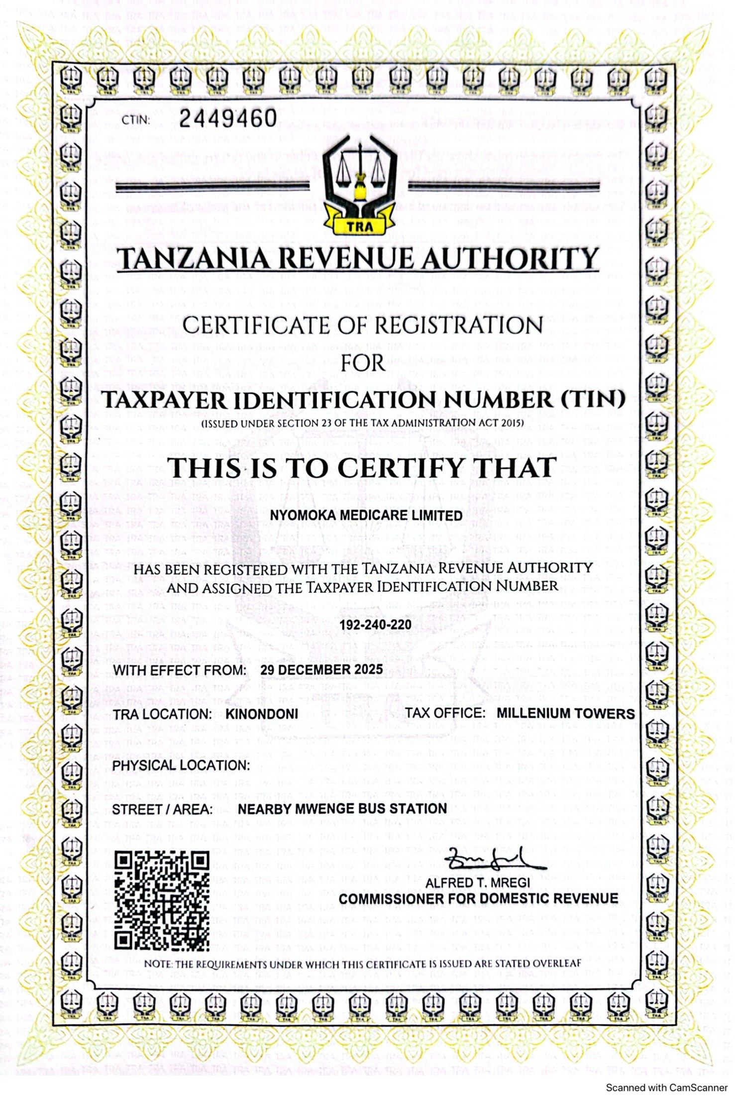 TIN Certificate